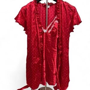 Elegant Red Polka Dot Chemise